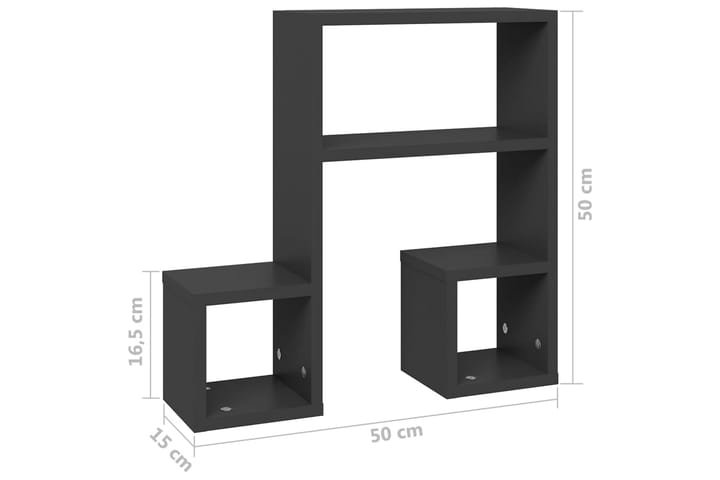 Seinähyllyt 2 kpl harmaa 50x15x50 cm lastulevy - Harmaa - Säilytys - Hylly - Seinähylly