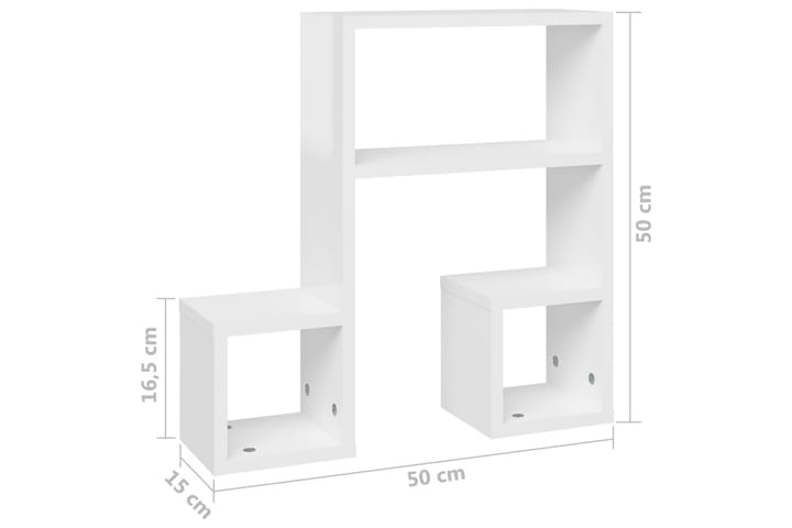 Seinähyllyt 2 kpl korkeakiilto valkoinen 50x15x50 cm - Valkoinen - Säilytys - Hylly - Seinähylly