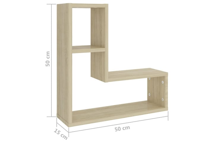 Seinähyllyt 2 kpl Sonoma-tammi 50x15x50 cm lastulevy - Ruskea - Säilytys - Hylly - Seinähylly