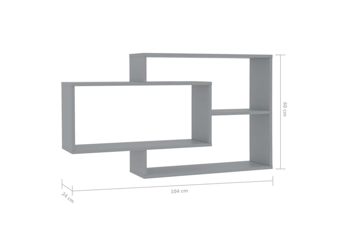 Seinähyllyt harmaa 104x20x60 cm lastulevy - Harmaa - Säilytys - Hylly - Seinähylly