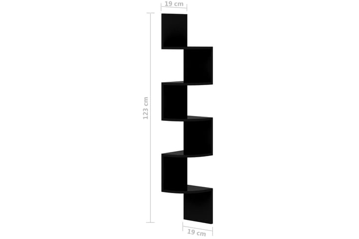 Seinäkulmahylly korkeakiilto musta 19x19x123 cm lastulevy - Musta - Säilytys - Hylly - Kulmahylly