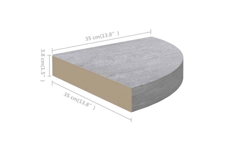 Seinäkulmahyllyt 2 kpl betoninharmaa 35x35x3,8 cm MDF - Harmaa - Säilytys - Hylly - Kulmahylly