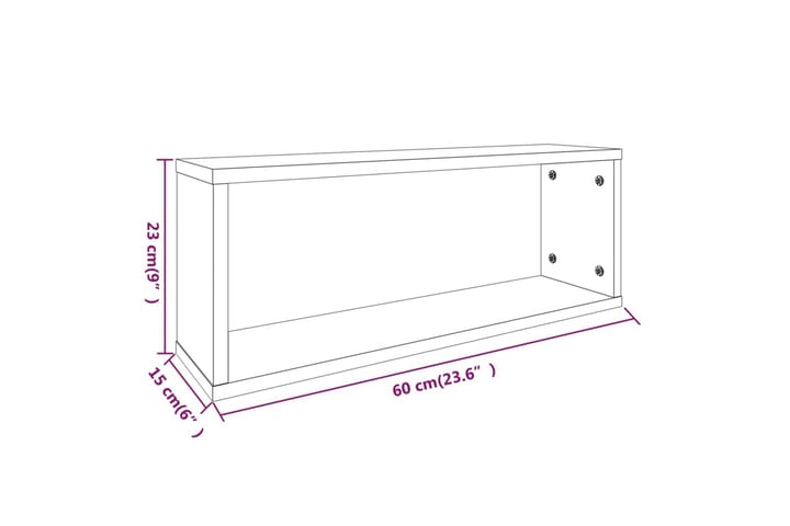 Seinäkuutiohyllyt 2 kpl ruskea tammi 60x15x23 cm tekninen pu - Ruskea - Säilytys - Hylly - Seinähylly