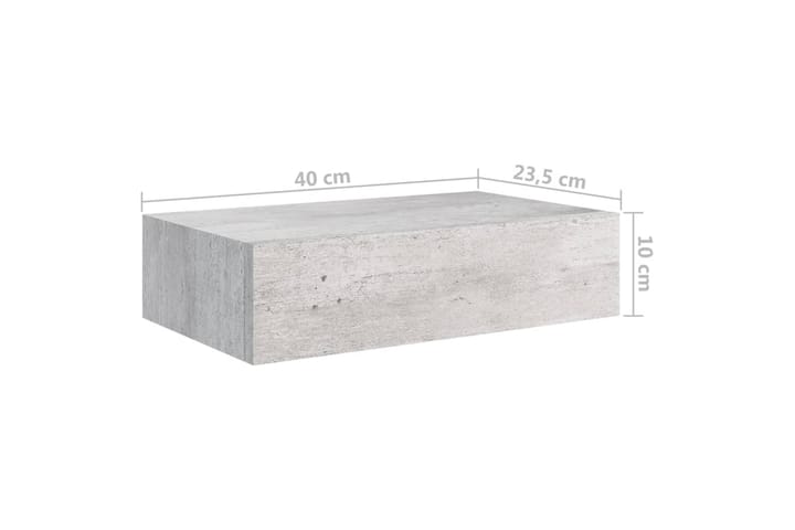 Seinälaatikkohylly betoninharmaa 40x23,5x10 cm MDF - Harmaa - Säilytys - Hylly - Seinähylly