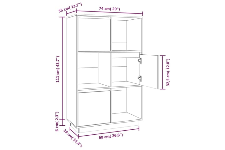 beBasic Kaappi 74x35x117 cm täysi mänty - Ruskea - Säilytys - Kaappi - Säilytyskaappi