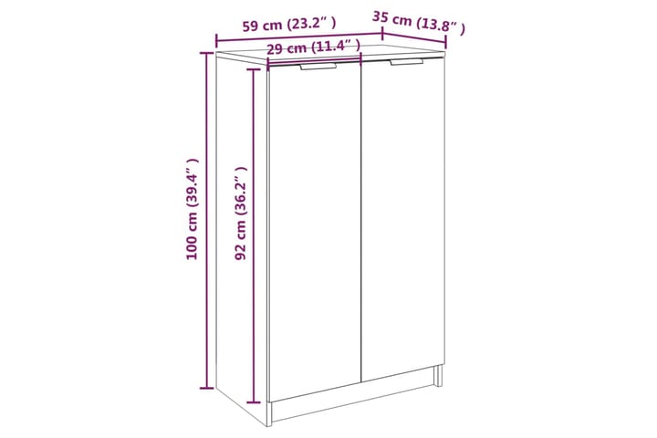 beBasic Kenkäkaappi betoninharmaa 59x35x100 cm tekninen puu - Harmaa - Säilytys - Kenkäsäilytys - Kenkäkaappi