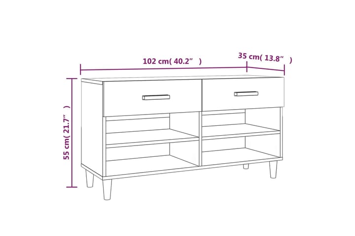 beBasic Kenkäkaappi ruskea tammi 102x35x55 cm tekninen puu - Ruskea - Säilytys - Kenkäsäilytys - Kenkäkaappi