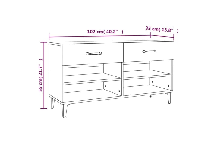 beBasic Kenkäkaappi savutammi 102x35x55 cm tekninen puu - Ruskea - Säilytys - Kenkäsäilytys - Kenkäkaappi