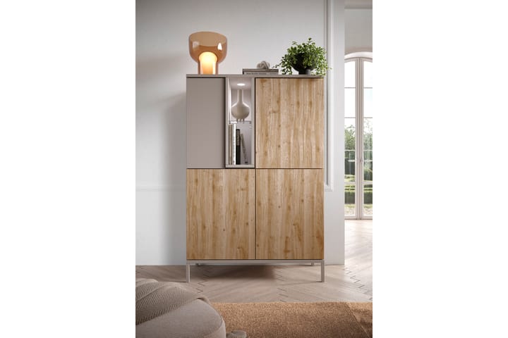 Gent Highboard 110x150 cm - Ruskea/Harmaa - Säilytys - Kaappi - Säilytyskaappi