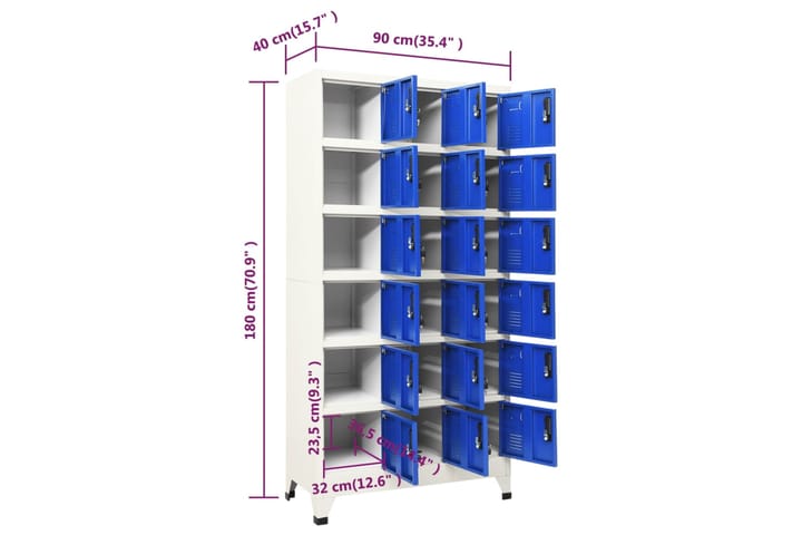 beBasic Pukukaappi harmaa ja sininen 90x40x180 cm teräs - Harmaa - Säilytyskaappi - Pukukaappi