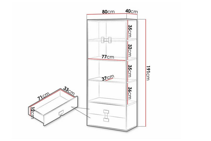 Highboard Castlebay - Harmaa High Gloss - Säilytys - Kaappi - Säilytyskaappi