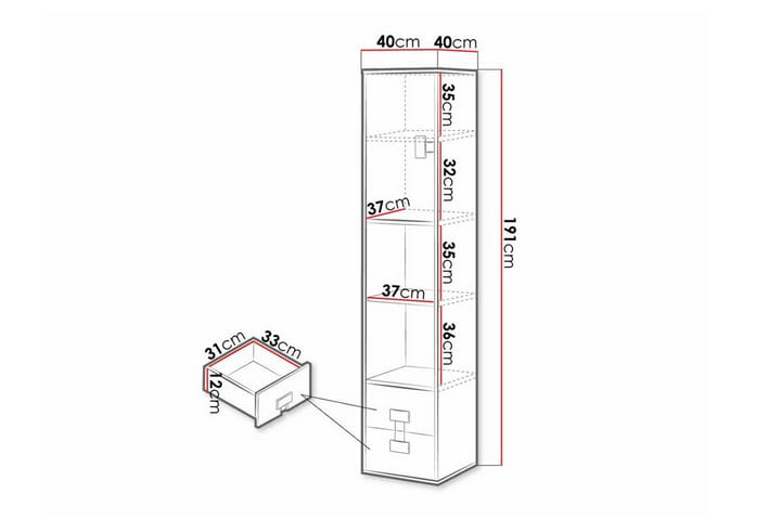 Highboard Castlebay - Harmaa High Gloss - Säilytys - Kaappi - Säilytyskaappi