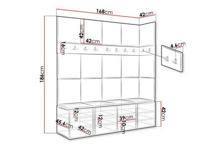 Highboard Dunvegan - Grafiitti - Säilytys - Kaappi - Säilytyskaappi