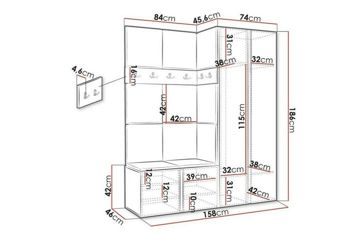 Highboard Dunvegan - Grafiitti - Säilytys - Kaappi - Säilytyskaappi