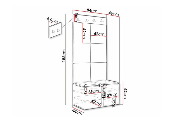 Highboard Dunvegan - Musta - Säilytys - Kaappi - Säilytyskaappi