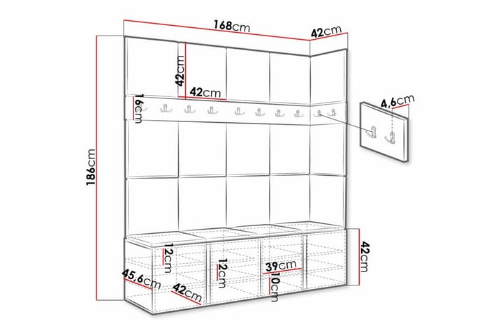 Highboard Dunvegan - Valkoinen - Säilytys - Kaappi - Säilytyskaappi