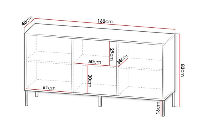 Highboard Glenndale - Cashmere - Säilytys - Kaappi - Säilytyskaappi