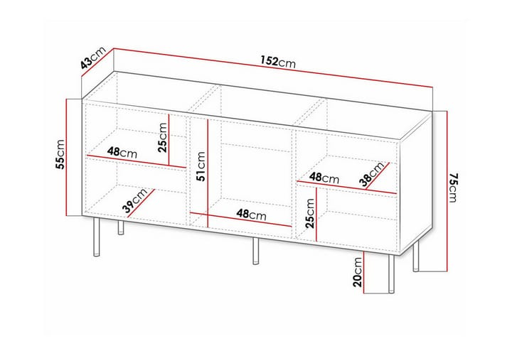 Highboard Juniskär - Musta - Säilytys - Kaappi - Säilytyskaappi