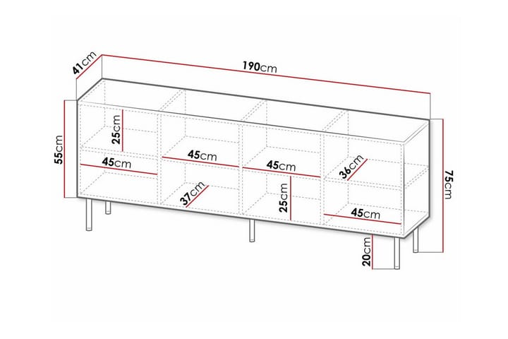 Highboard Juniskär - Musta - Säilytys - Kaappi - Säilytyskaappi