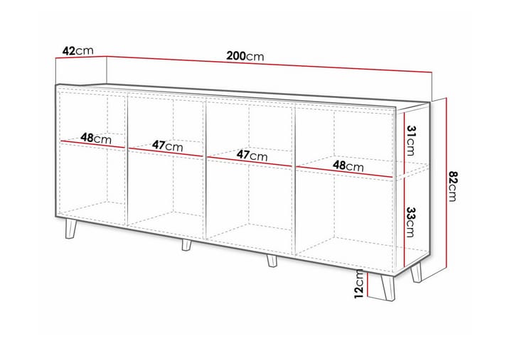 Highboard Juniskär - Musta - Säilytys - Kaappi - Säilytyskaappi