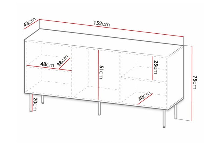 Highboard Juniskär - Musta - Säilytys - Kaappi - Säilytyskaappi