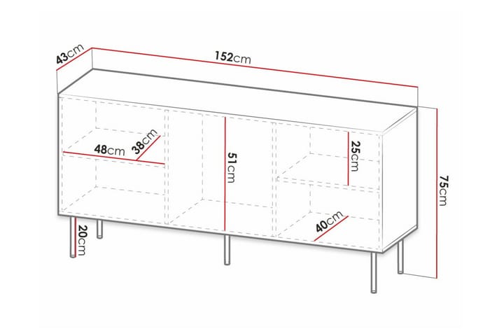 Highboard Juniskär - Musta - Säilytys - Kaappi - Säilytyskaappi