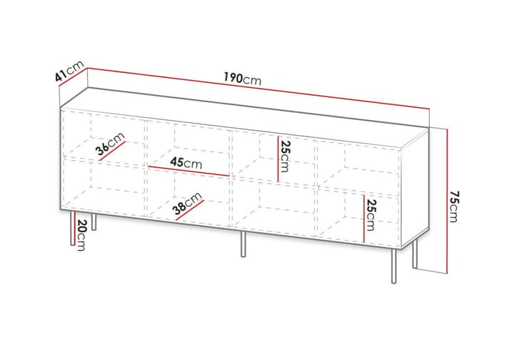 Highboard Juniskär - Musta - Säilytys - Kaappi - Säilytyskaappi