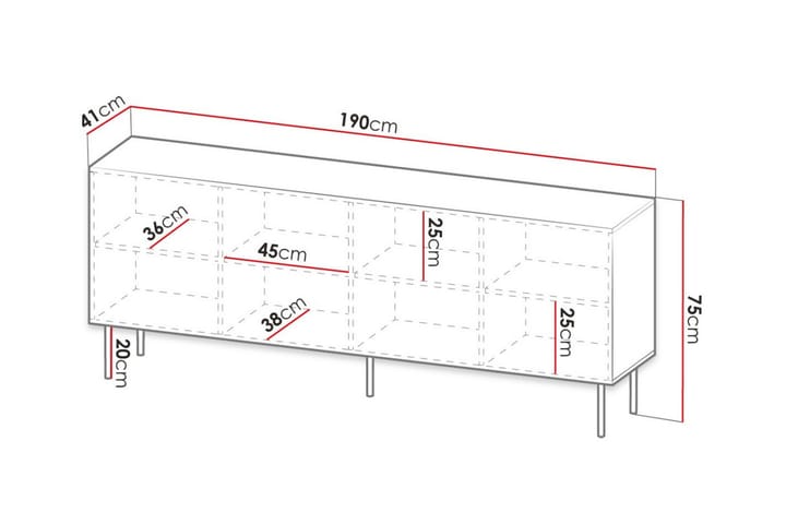 Highboard Juniskär - Musta - Säilytys - Kaappi - Säilytyskaappi