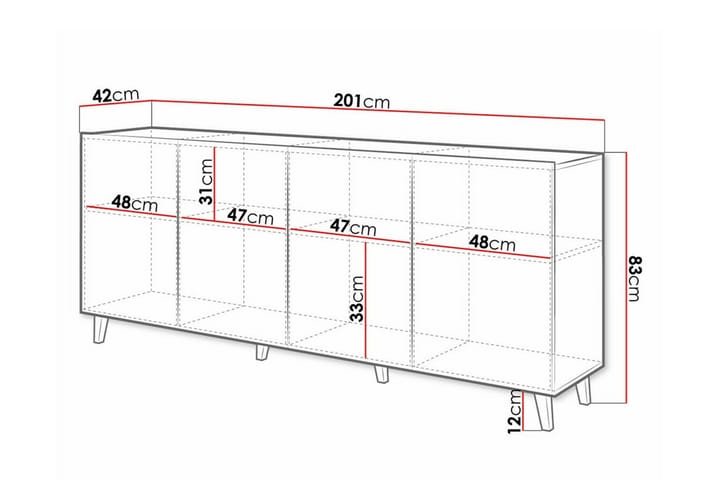 Highboard Juniskär - Musta - Säilytys - Kaappi - Säilytyskaappi