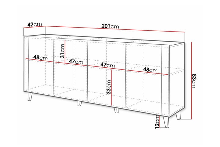 Highboard Juniskär - Musta - Säilytys - Kaappi - Säilytyskaappi