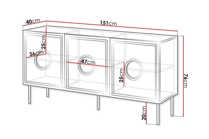 Highboard Juniskär - Musta - Säilytys - Kaappi - Säilytyskaappi