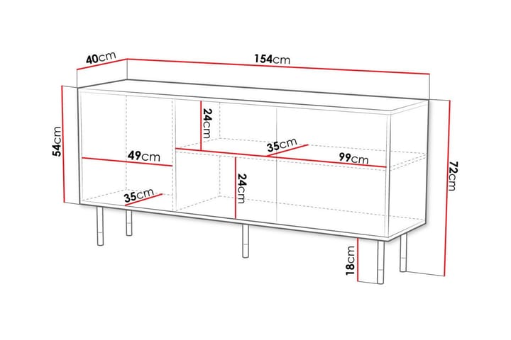 Highboard Juniskär - Musta - Säilytys - Kaappi - Säilytyskaappi