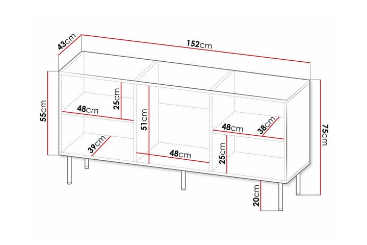 Highboard Juniskär - Valkoinen - Säilytys - Kaappi - Säilytyskaappi