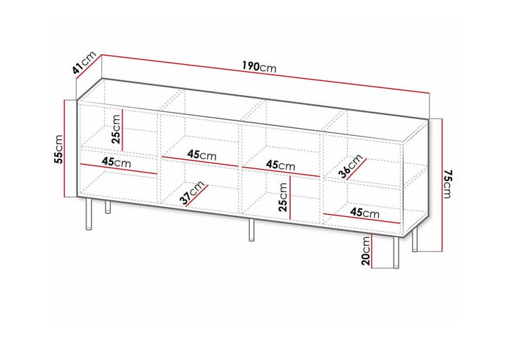 Highboard Juniskär - Valkoinen - Säilytys - Kaappi - Säilytyskaappi