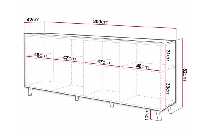 Highboard Juniskär - Valkoinen - Säilytys - Kaappi - Säilytyskaappi