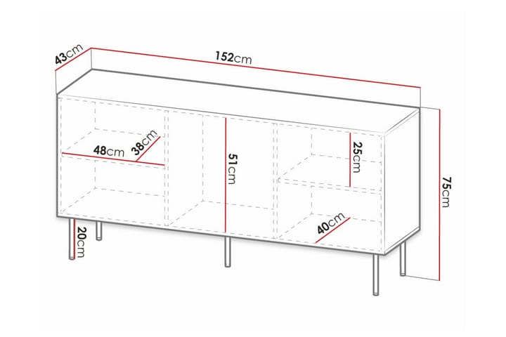 Highboard Juniskär - Valkoinen - Säilytys - Kaappi - Säilytyskaappi