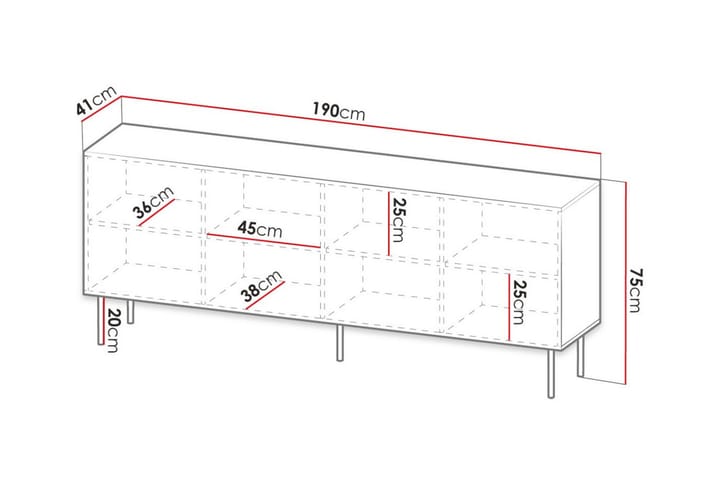 Highboard Juniskär - Valkoinen - Säilytys - Kaappi - Säilytyskaappi