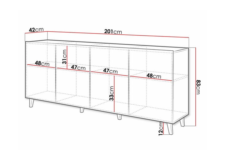 Highboard Juniskär - Valkoinen - Säilytys - Kaappi - Säilytyskaappi