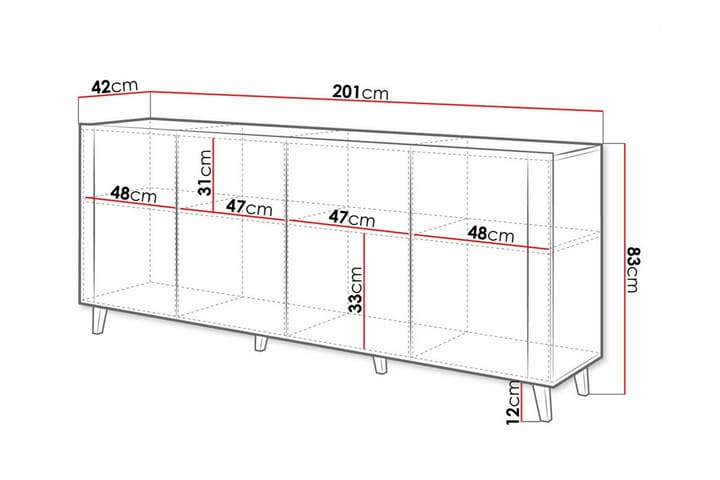 Highboard Juniskär - Valkoinen - Säilytys - Kaappi - Säilytyskaappi