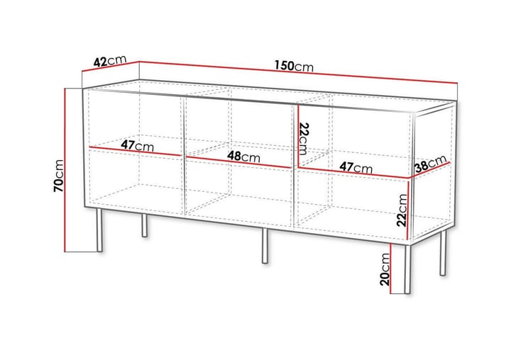 Highboard Juniskär - Pähkinä - Säilytys - Kaappi - Säilytyskaappi