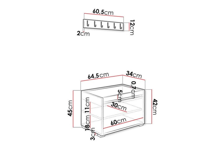 Highboard Kenmare - Gul/Vit - Säilytys - Kaappi - Säilytyskaappi