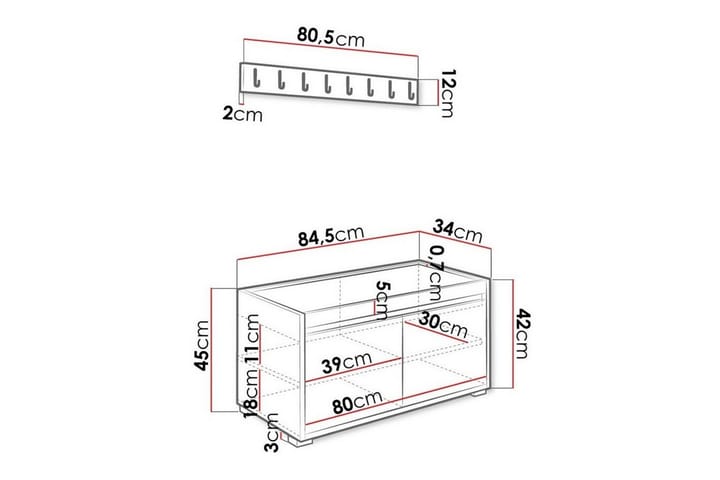 Highboard Kenmare - Harmaa/Musta - Säilytys - Kaappi - Säilytyskaappi