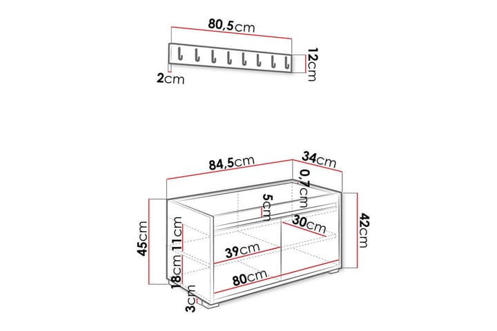 Highboard Kenmare - Valkoinen - Säilytys - Kaappi - Säilytyskaappi