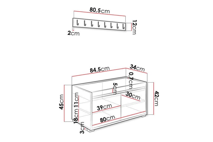 Highboard Kenmare - Valkoinen - Säilytys - Kaappi - Säilytyskaappi