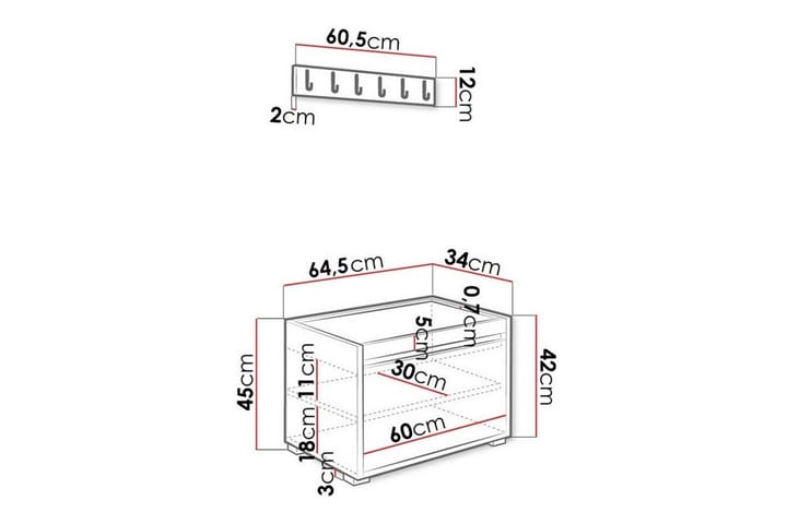 Highboard Kenmare - Valkoinen/Musta - Säilytys - Kaappi - Säilytyskaappi