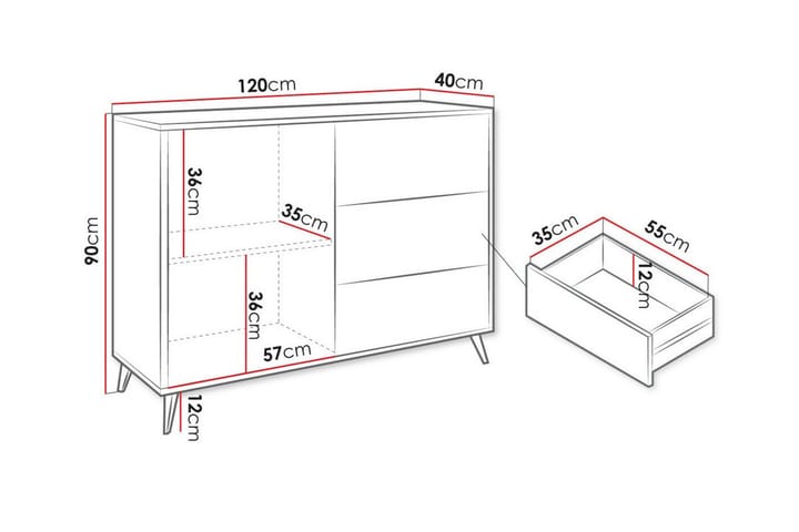 Highboard Kintore - Musta - Säilytys - Kaappi - Säilytyskaappi