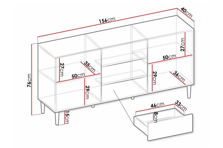 Highboard Kintore - Musta - Säilytys - Kaappi - Säilytyskaappi