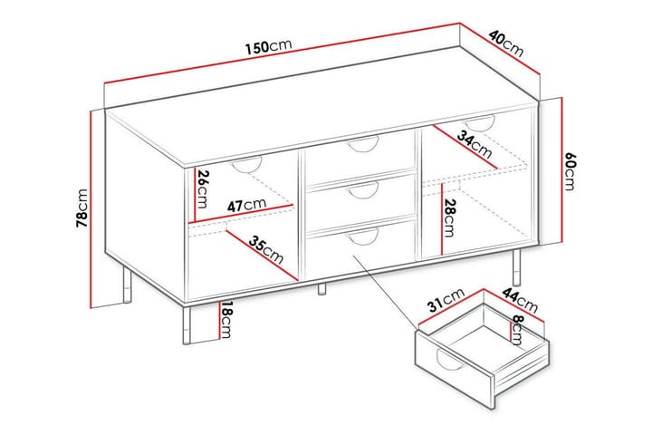 Highboard Kintore - Musta - Säilytys - Kaappi - Säilytyskaappi