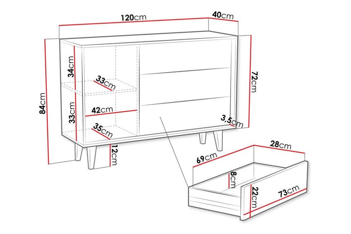 Highboard Kintore - Ruskea - Säilytys - Kaappi - Säilytyskaappi