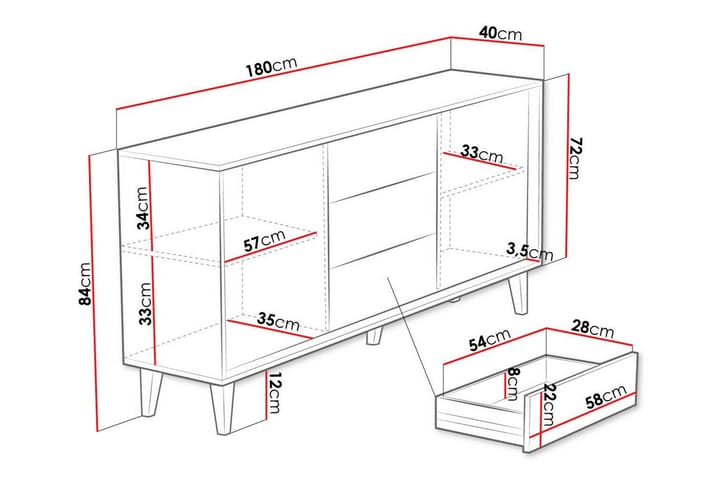 Highboard Kintore - Ruskea - Säilytys - Kaappi - Säilytyskaappi